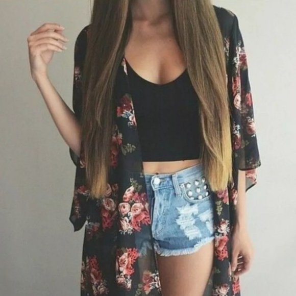 Other - Summer Flowery Kimono Beach Cover up